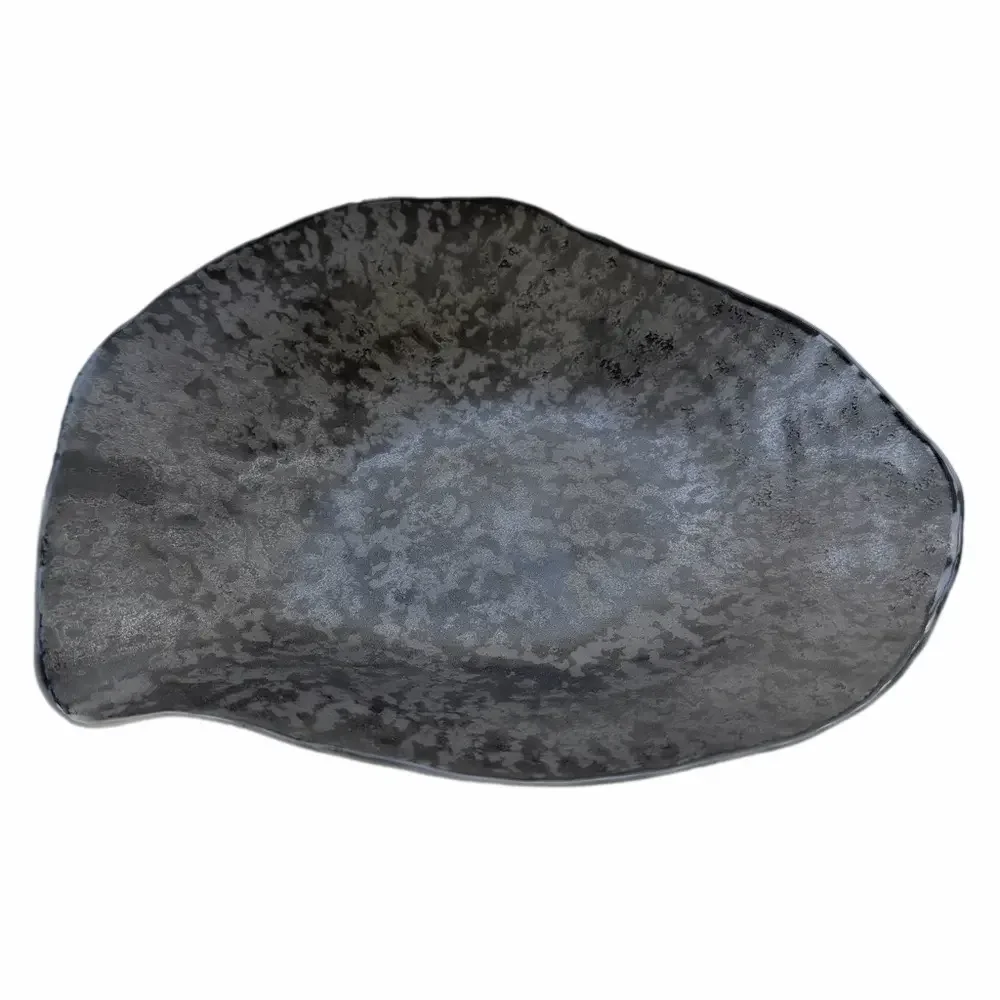 Foorer Indulge No. 8 Porcelain Dinner Plate Graphite Grey Silver Textured